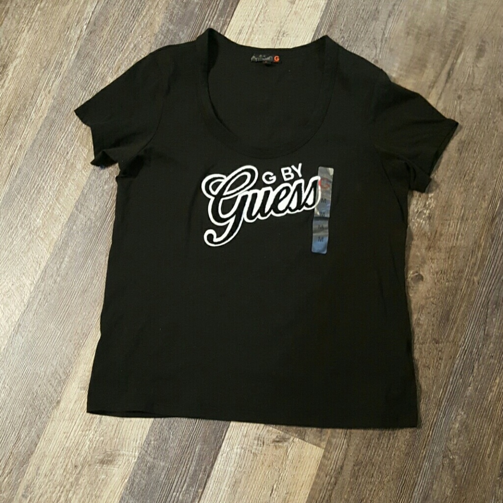 Guess black cotton short sleeve top t-shirt women size M New